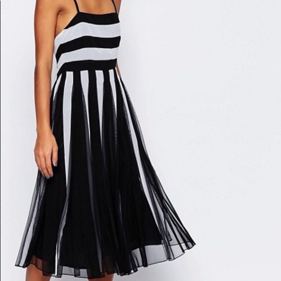 ASOS Dresses & Skirts - ASOS Mono Mesh Fit and Flare Strappy Midi Dress